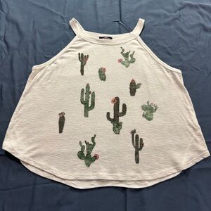 K71. Girls Ransom White‎ Knit Top w/cacti (L)